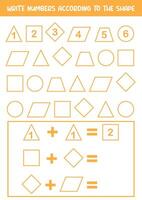 wprksheet kids Write numbers according to the shape vector
