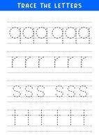 tracing letters of english alphabet writing practice vector