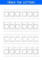 tracing letters of english alphabet writing practice vector