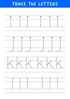 tracing letters of english alphabet writing practice vector
