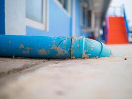 External drain pipe from bathroom, toilet photo