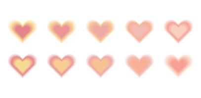 Heart aura shape. Abstract blur element. Orange color gradation isolated on white background. Aesthetic romantic pink frame effect for Valentine Day. Cute minimalist modern blurred love symbol vector