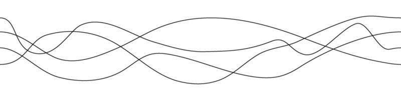 Curve line bg pattern. Thin undulate and wiggly wave seamless background. Abstract curvy element. Elegant linear wiggle. Sea water organic waveform. Doodle dynamic divider. Black flat zigzag amplitude vector
