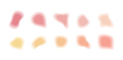 Abstract blur gradient shape. Y2k aura element with orange and pink color gradation. Cute mesh figure effect. Blend aesthetic graphic. Soft and trendy minimal brush set. Contemporary blurred splodge vector