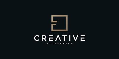 Initial F letter logo design with square lines. Premium vector