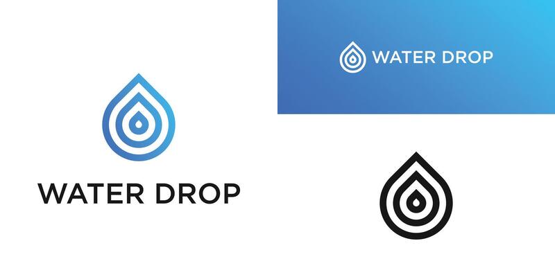 Water drop logo design with a simple and minimalist template. Premium