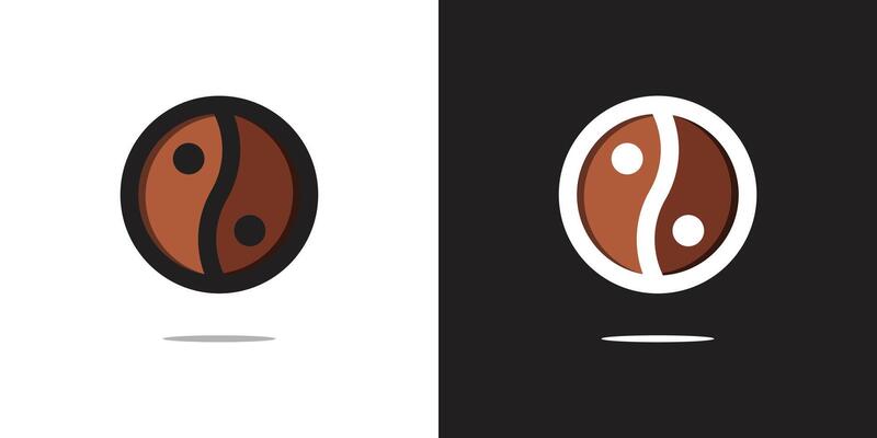 Coffee shop logo design. combination of coffee with yin yang symbol. Premium