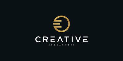 Initial E letter logo design with circle lines. Premium vector