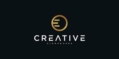 Initial E letter logo design with circle lines. Premium vector