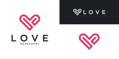 Love logo design with a simple and minimalist template. Premium vector