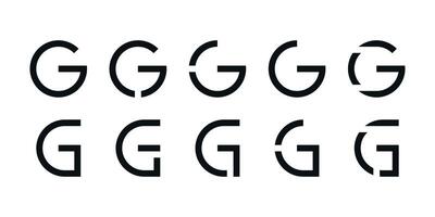 Logo collection, abstract letter G logo design. Icons for business of minimalist, elegant, simple. Premium vector