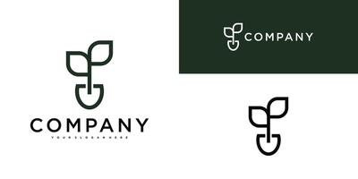 Nature logo with a combination of leaves and square lines. Premium vector
