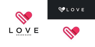 Love logo design with a simple and minimalist template. Premium vector