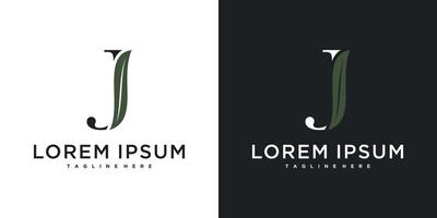 Initial letter J with leaf logo design. Premium vector