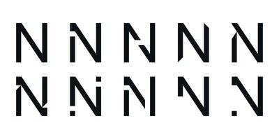 Logo collection, abstract letter N logo design. Icons for business of minimalist, elegant, simple. Premium vector