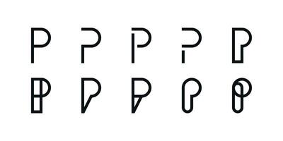 Logo collection, abstract letter P logo design. Icons for business of minimalist, elegant, simple. Premium vector