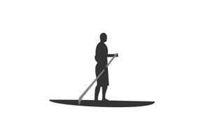 SUP boarding design elements. Stand up paddling stickers and badges vector