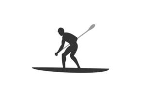 SUP boarding design elements. Stand up paddling stickers and badges vector