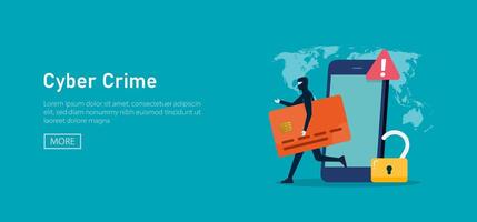 Hacker's stealing private personal data and bank document. Cyber crime concept vector