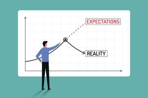 Expectations vs reality concept with business graphs vector