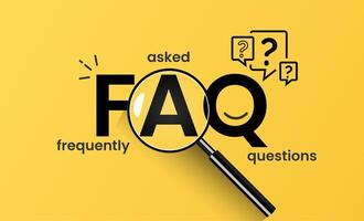 Frequently Asked Questions or FAQ with magnifying glass and speech bubbles vector