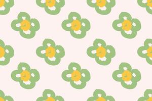 Naive floral pattern in the style of the 70s with groovy daisy flowers of natural tones. Retro design. Contemporary minimalistic trendy background for kids. Scandinavian nursery print. vector