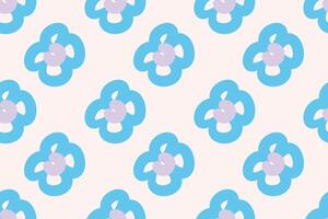 Naive floral pattern in the style of the 70s with groovy daisy flowers of natural tones. Retro design. Contemporary minimalistic trendy background for kids. Scandinavian nursery print. vector