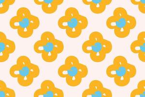 Naive floral pattern in the style of the 70s with groovy daisy flowers of natural tones. Retro design. Contemporary minimalistic trendy background for kids. Scandinavian nursery print. vector