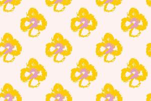 Naive floral pattern in the style of the 70s with groovy daisy flowers of natural tones. Retro design. Contemporary minimalistic trendy background for kids. Scandinavian nursery print. vector