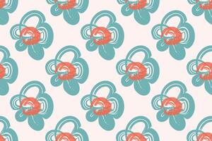 Naive floral pattern in the style of the 70s with groovy daisy flowers of natural tones. Retro design. Contemporary minimalistic trendy background for kids. Scandinavian nursery print. vector