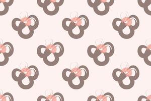 Naive floral pattern in the style of the 70s with groovy daisy flowers of natural tones. Retro design. Contemporary minimalistic trendy background for kids. Scandinavian nursery print. vector
