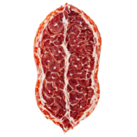 Sliced capocollo di Calabria with spicy flavor suspended and spinning Food and culinary concept png