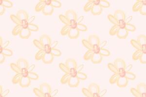 Naive floral pattern in the style of the 70s with groovy daisy flowers of natural tones. Retro design. Contemporary minimalistic trendy background for kids. Scandinavian nursery print. vector