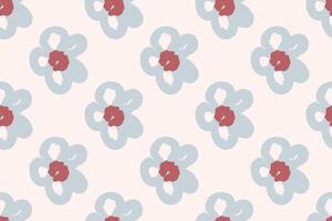 Naive floral pattern in the style of the 70s with groovy daisy flowers of natural tones. Retro design. Contemporary minimalistic trendy background for kids. Scandinavian nursery print. vector