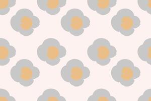 Naive floral pattern in the style of the 70s with groovy daisy flowers of natural tones. Retro design. Contemporary minimalistic trendy background for kids. Scandinavian nursery print. vector