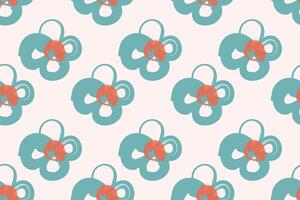 Naive floral pattern in the style of the 70s with groovy daisy flowers of natural tones. Retro design. Contemporary minimalistic trendy background for kids. Scandinavian nursery print. vector