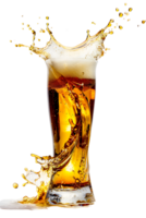 beer glass with a beer splash isolated against a transparent background png