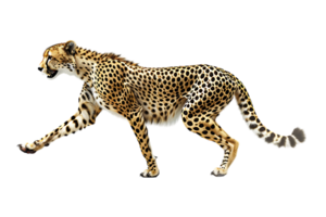 Cheetah running, side view, isolated against a transparent background png