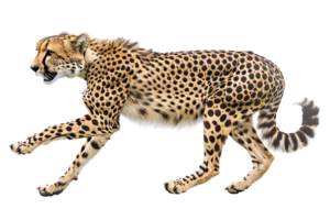 Cheetah running, side view, isolated against a transparent background png