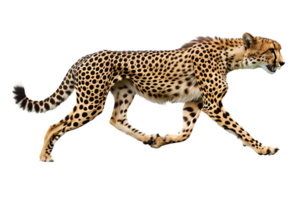 Cheetah running, side view, isolated against a transparent background png