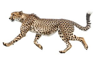 Cheetah running, side view, isolated against a transparent background png