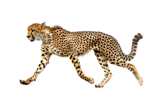 Cheetah running, side view, isolated against a transparent background png