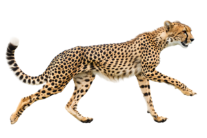 Cheetah running, side view, isolated against a transparent background png