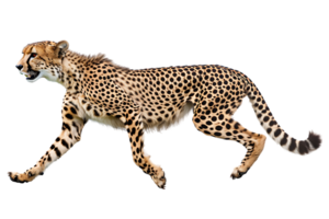 Cheetah running, side view, isolated against a transparent background png
