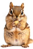 Chipmunk eating a peanut, isolated against a transparent background png