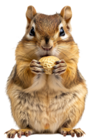Chipmunk eating a peanut, isolated against a transparent background png