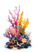 colorful coral reef isolated against a transparent background png
