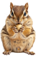Chipmunk eating a peanut, isolated against a transparent background png