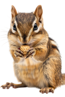 Chipmunk eating a peanut, isolated against a transparent background png