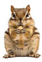 Chipmunk eating a peanut, isolated against a transparent background png